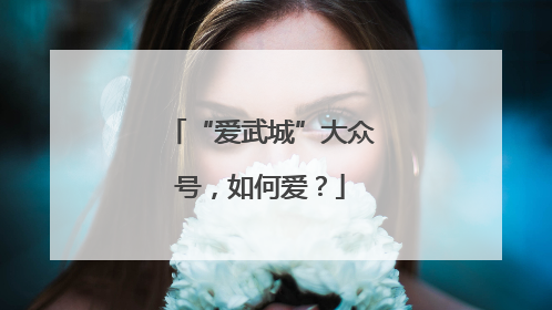 “爱武城”大众号，如何爱？