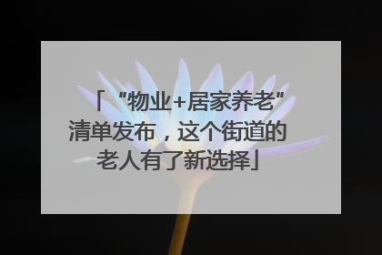 “物业+居家养老”清单发布，这个街道的老人有了新选择