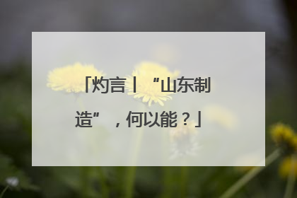 灼言丨“山东制造”，何以能？