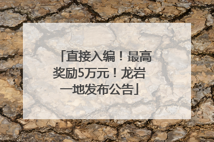 直接入编！最高奖励5万元！龙岩一地发布公告