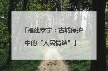 福建泰宁：古城保护中的“人民情结”