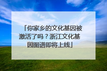 你家乡的文化基因被激活了吗？浙江文化基因图谱即将上线