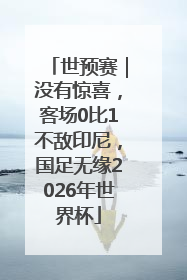 世预赛｜没有惊喜，客场0比1不敌印尼，国足无缘2026年世界杯