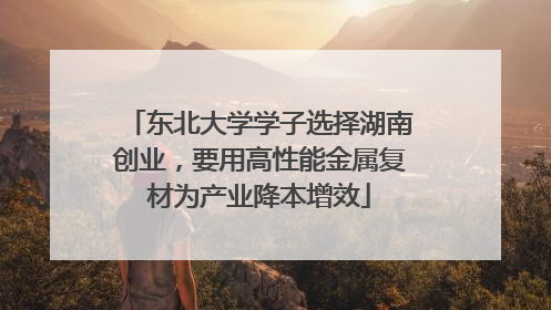 东北大学学子选择湖南创业，要用高性能金属复材为产业降本增效