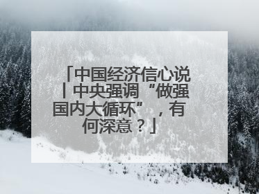 中国经济信心说丨中央强调“做强国内大循环”，有何深意？