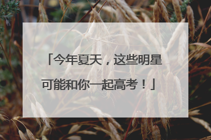 今年夏天，这些明星可能和你一起高考！
