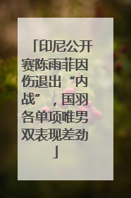印尼公开赛陈雨菲因伤退出“内战”，国羽各单项唯男双表现差劲