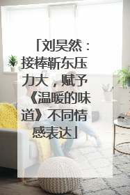刘昊然：接棒靳东压力大，赋予《温暖的味道》不同情感表达