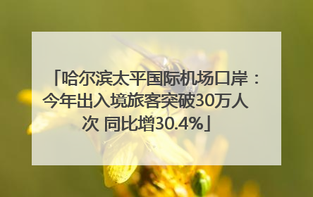 哈尔滨太平国际机场口岸：今年出入境旅客突破30万人次 同比增30.4%