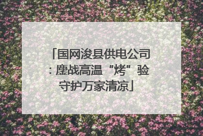 国网浚县供电公司：鏖战高温“烤”验 守护万家清凉