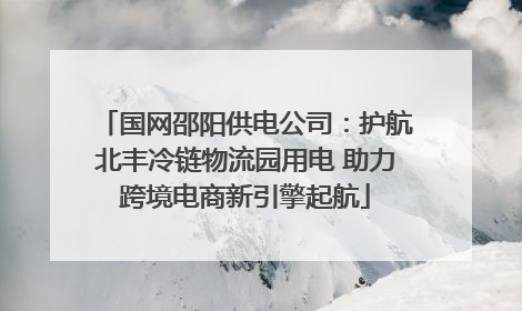 国网邵阳供电公司：护航北丰冷链物流园用电 助力跨境电商新引擎起航