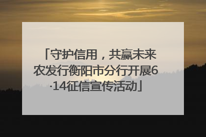 守护信用，共赢未来 农发行衡阳市分行开展6·14征信宣传活动