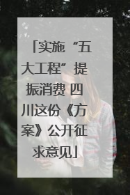 实施“五大工程”提振消费 四川这份《方案》公开征求意见