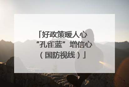 好政策暖人心 “孔雀蓝”增信心（国防视线）
