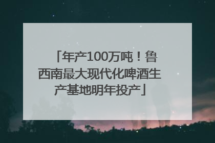 年产100万吨！鲁西南最大现代化啤酒生产基地明年投产
