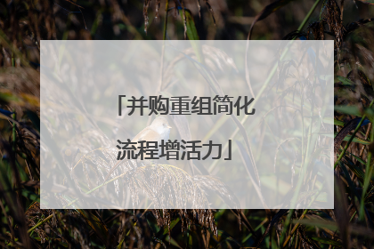 并购重组简化流程增活力
