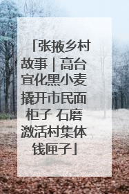 张掖乡村故事｜高台宣化黑小麦撬开市民面柜子 石磨激活村集体钱匣子
