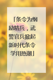 条令为纲励精兵，武警官兵掀起新时代条令学用热潮