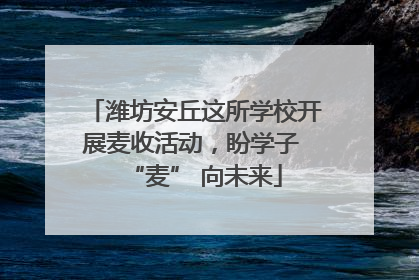 潍坊安丘这所学校开展麦收活动，盼学子 “麦” 向未来