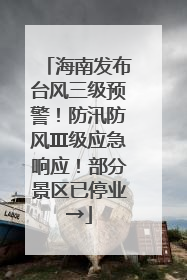 海南发布台风三级预警！防汛防风Ⅲ级应急响应！部分景区已停业→