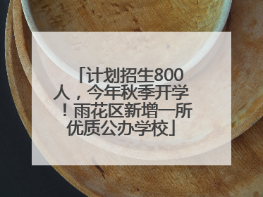 计划招生800人，今年秋季开学！雨花区新增一所优质公办学校