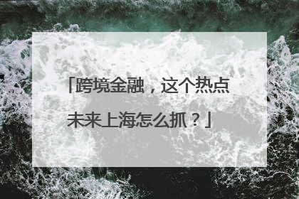 跨境金融，这个热点未来上海怎么抓？