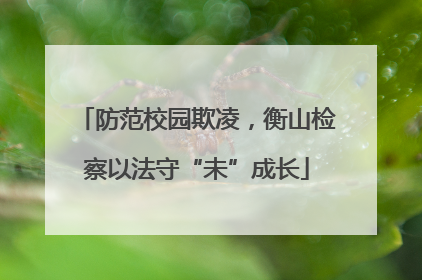 防范校园欺凌，衡山检察以法守“未”成长