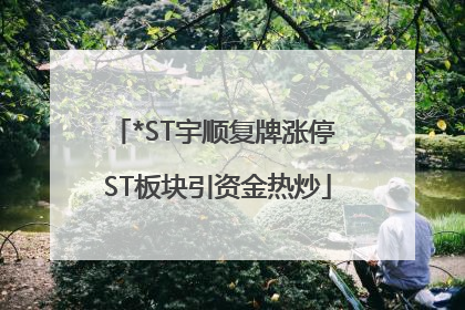 *ST宇顺复牌涨停 ST板块引资金热炒