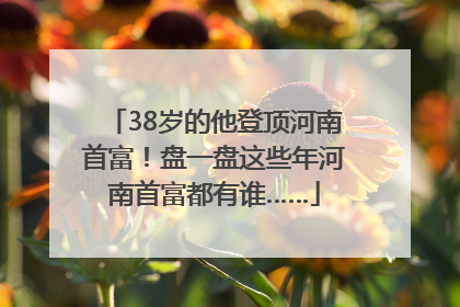 38岁的他登顶河南首富！盘一盘这些年河南首富都有谁……